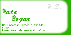 mate bogar business card